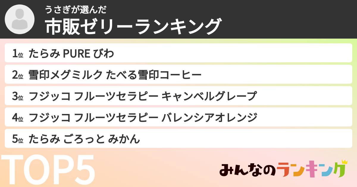 うさぎさんの「市販ゼリーランキング」