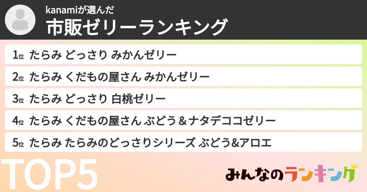 kanamiさんの「市販ゼリーランキング」