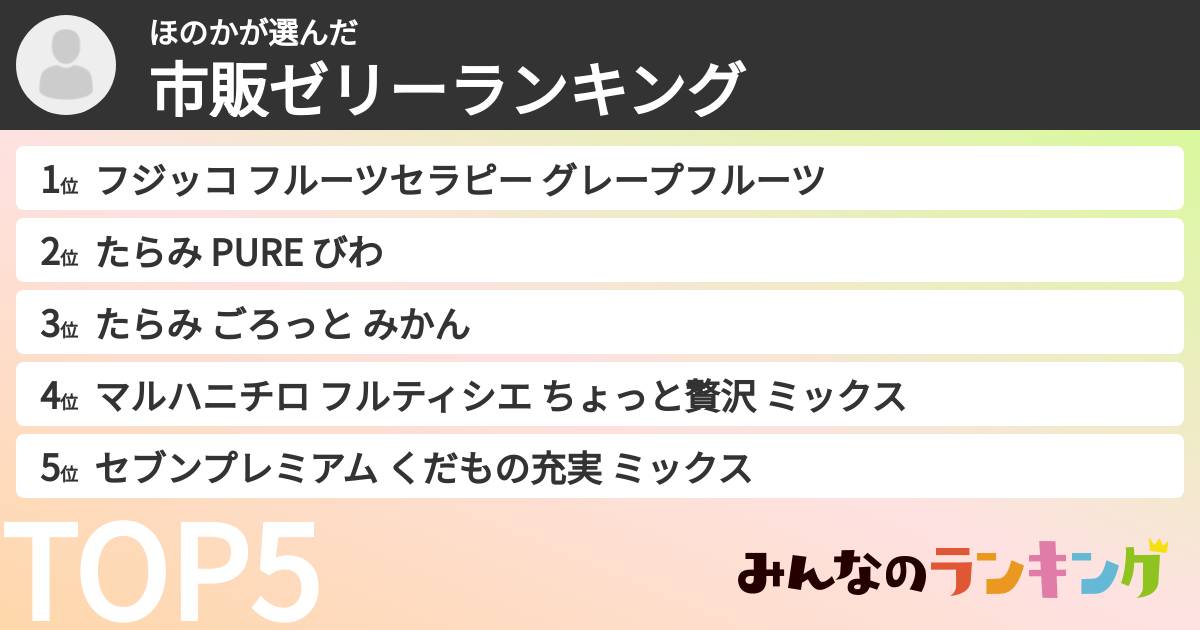 ほのかさんの「市販ゼリーランキング」