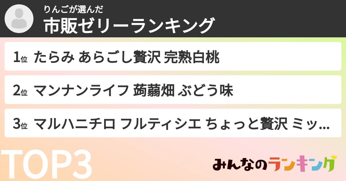 りんごさんの「市販ゼリーランキング」