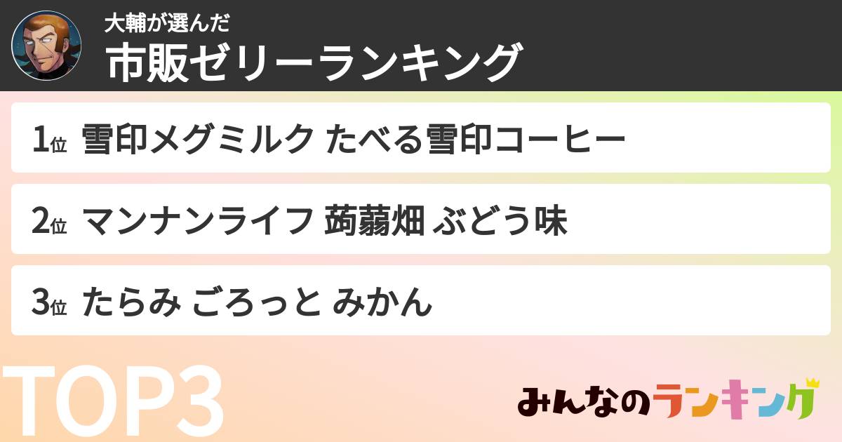 大輔さんの「市販ゼリーランキング」