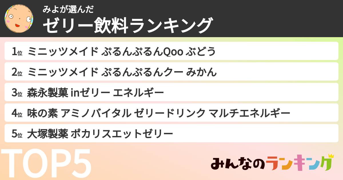 みよさんの「ゼリー飲料ランキング」