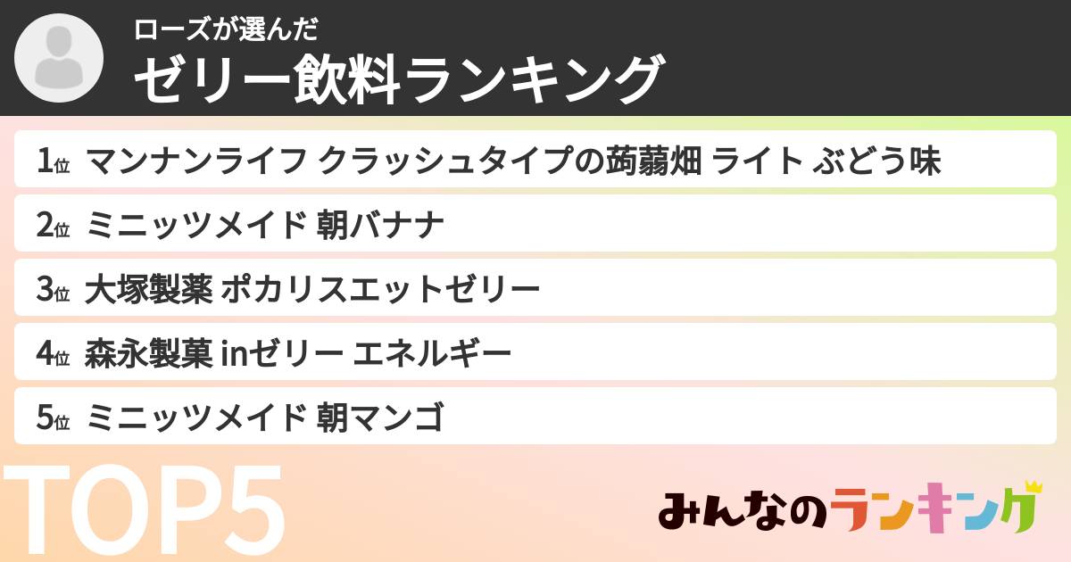 ローズさんの「ゼリー飲料ランキング」