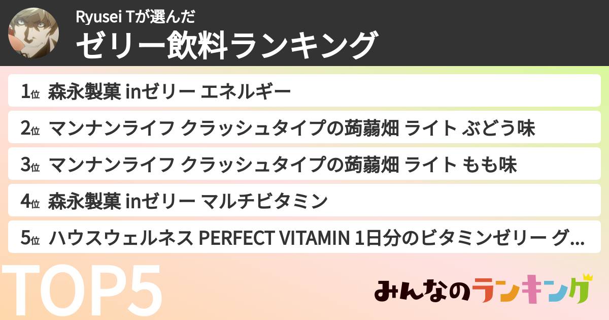 Ryusei Tさんの「ゼリー飲料ランキング」