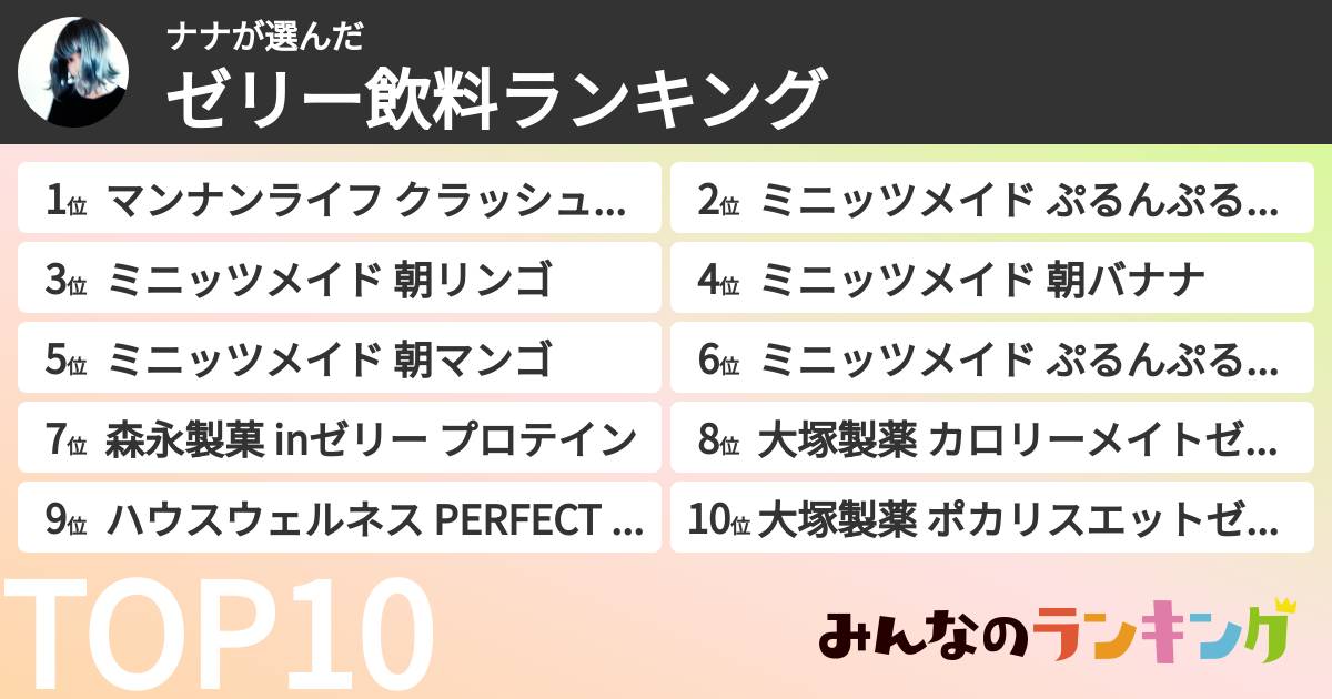 ナナさんの「ゼリー飲料ランキング」