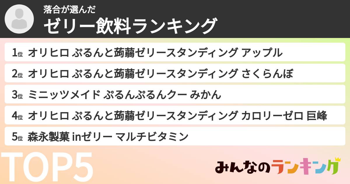 落合さんの「ゼリー飲料ランキング」