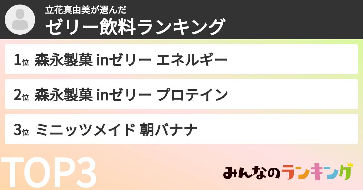 立花真由美さんの「ゼリー飲料ランキング」