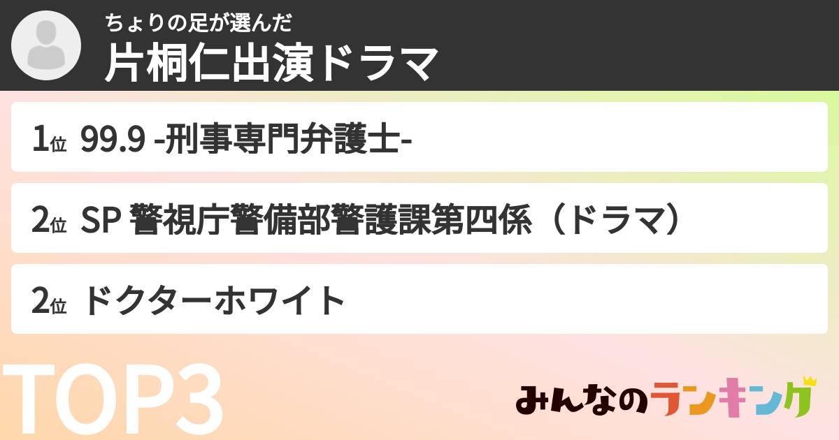 ちょりの足さんの「片桐仁出演ドラマ」