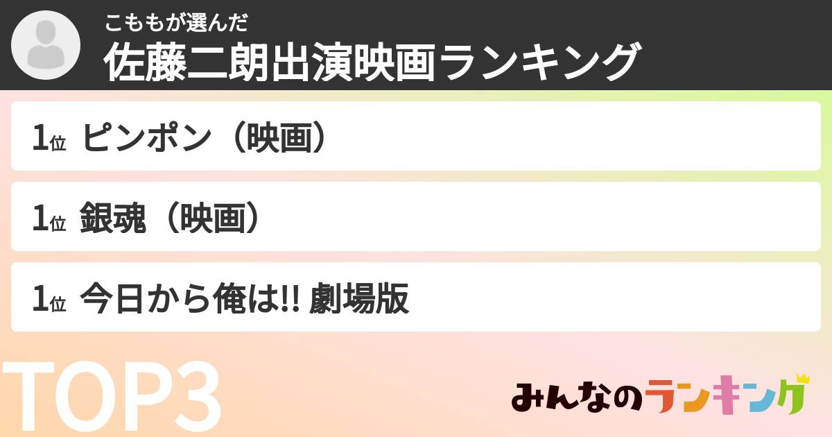 こももさんの「佐藤二朗出演映画ランキング」