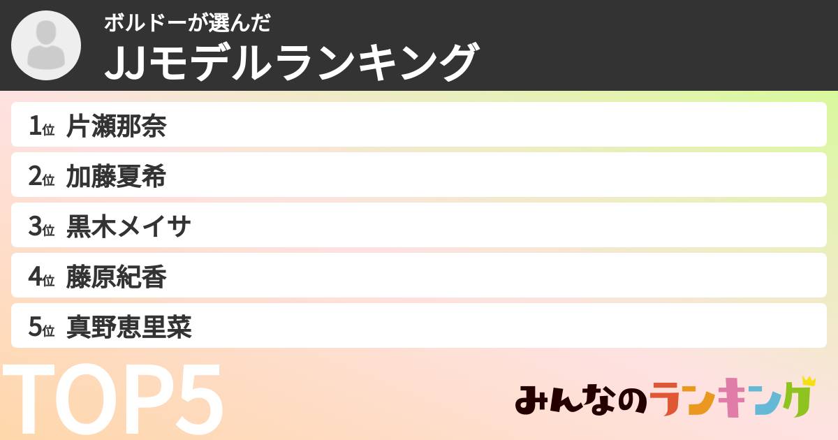 ボルドーさんの「JJモデルランキング」
