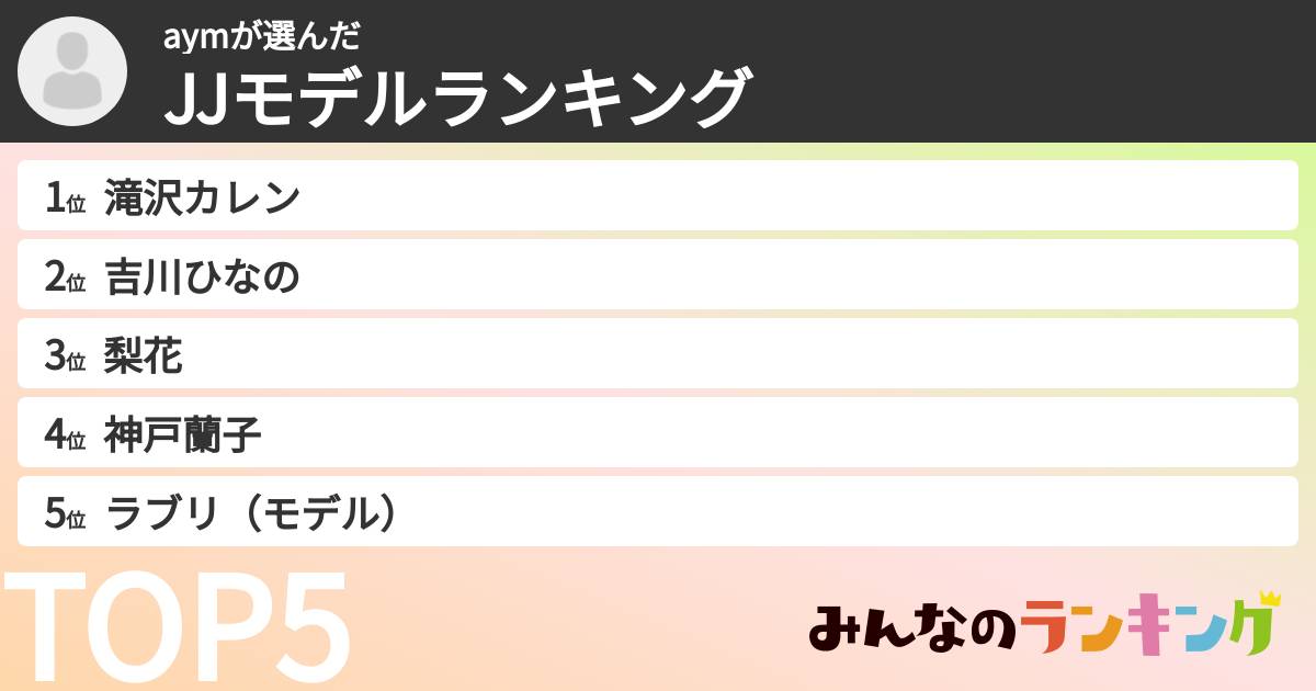 aymさんの「JJモデルランキング」