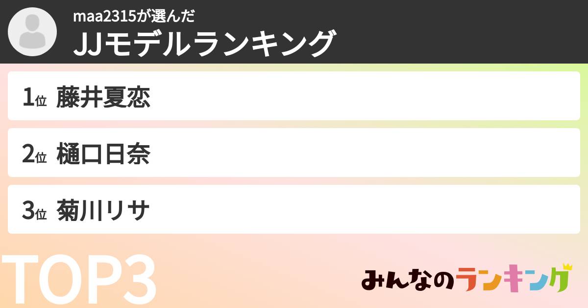 maa2315さんの「JJモデルランキング」