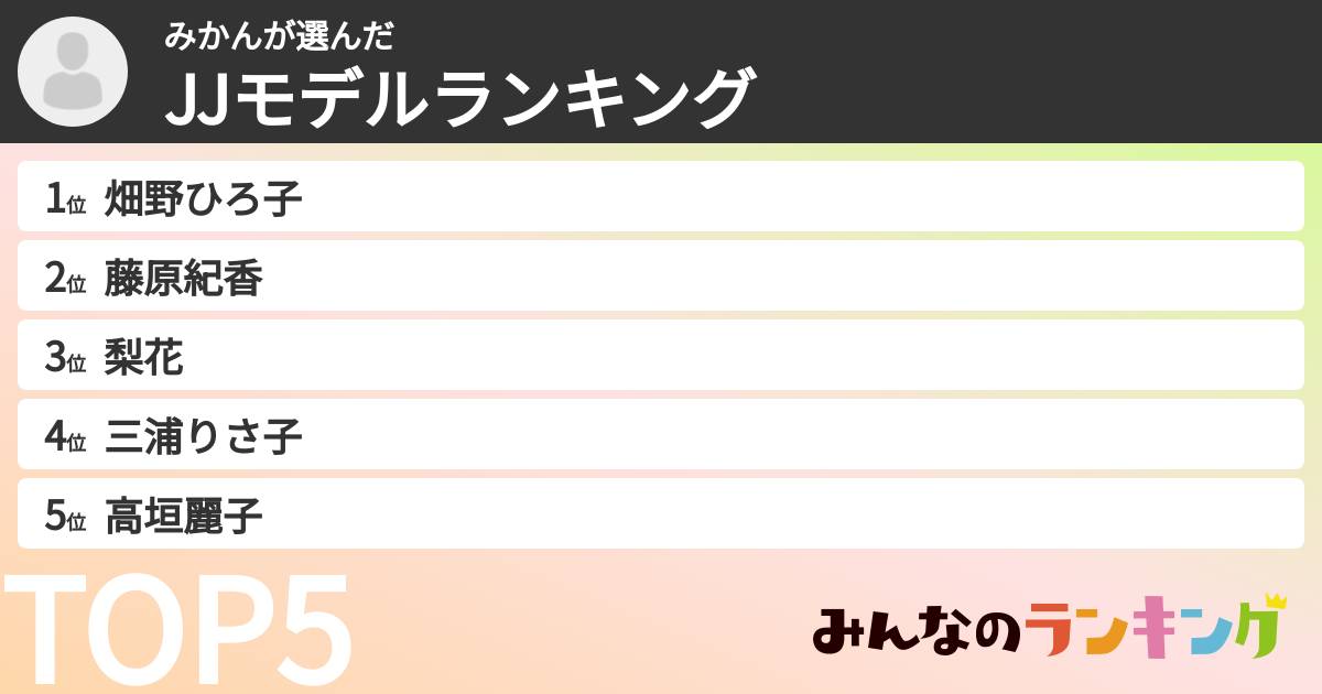 みかんさんの「JJモデルランキング」