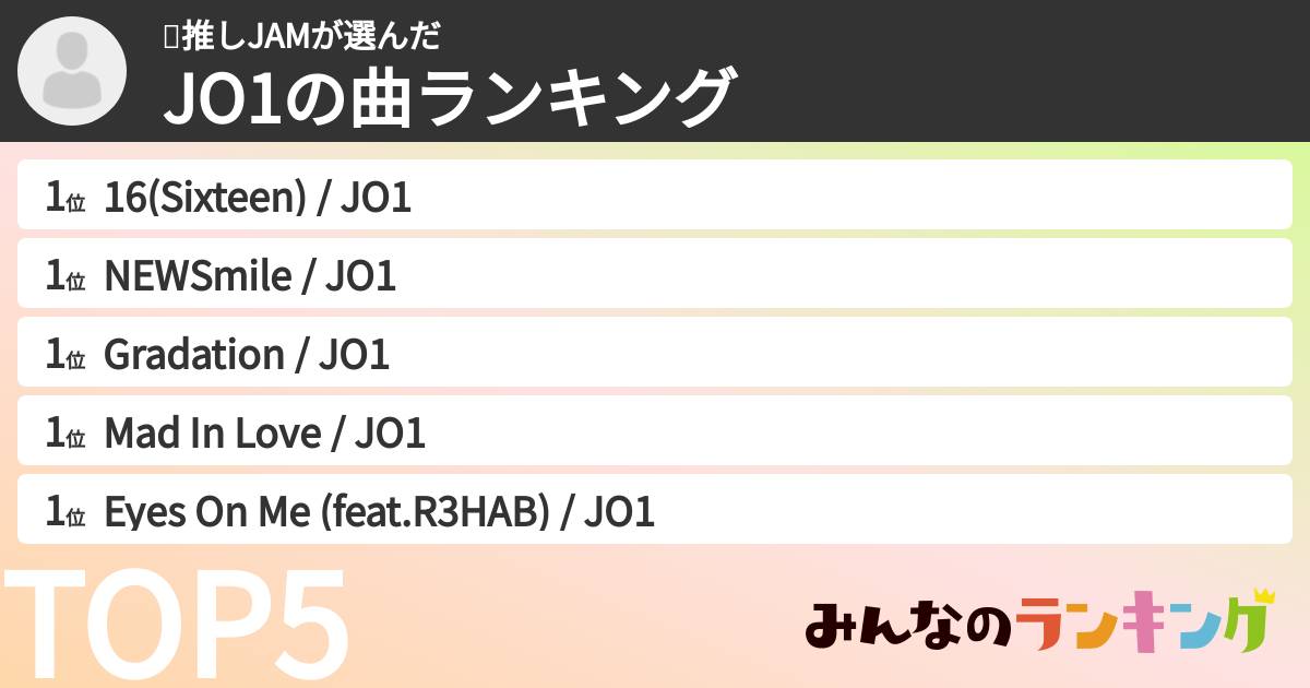 📦推しJAMさんの「JO1の曲ランキング」