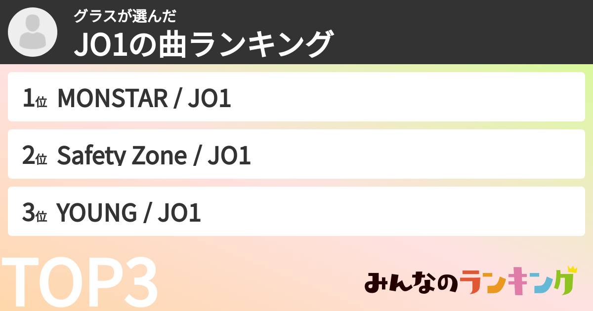 グラスさんの「JO1の曲ランキング」