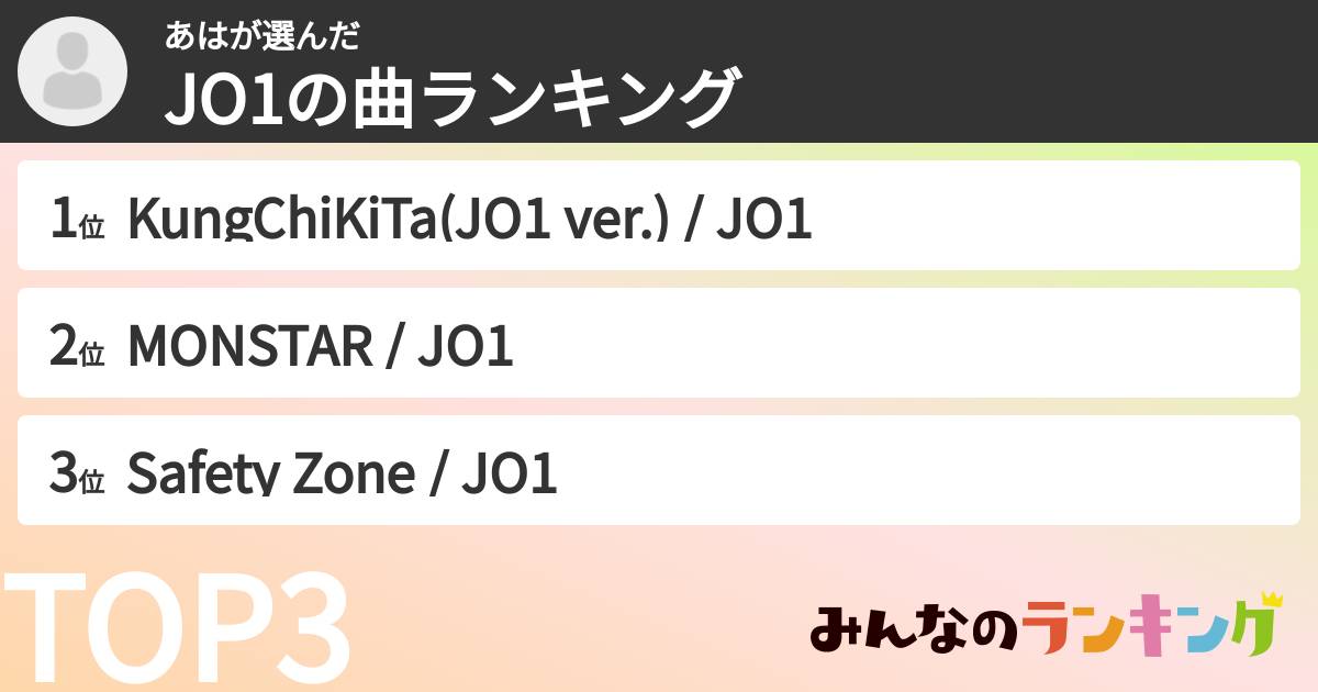 あはさんの「JO1の曲ランキング」