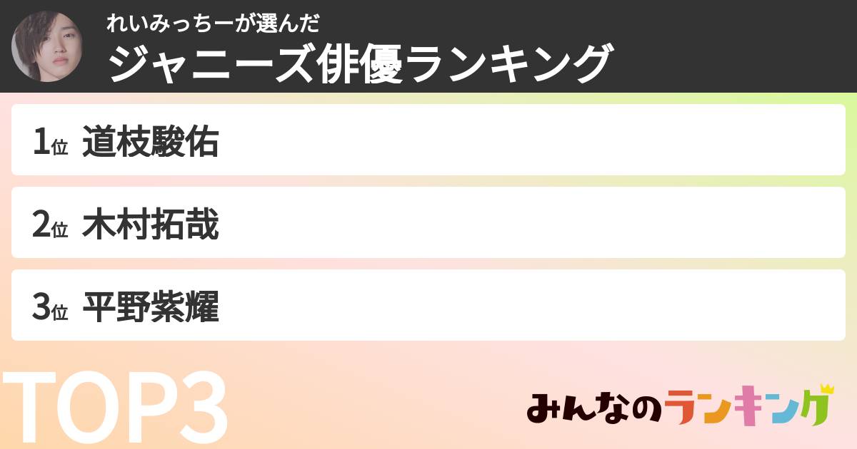 れいみっちーさんの「ジャニーズ俳優ランキング」
