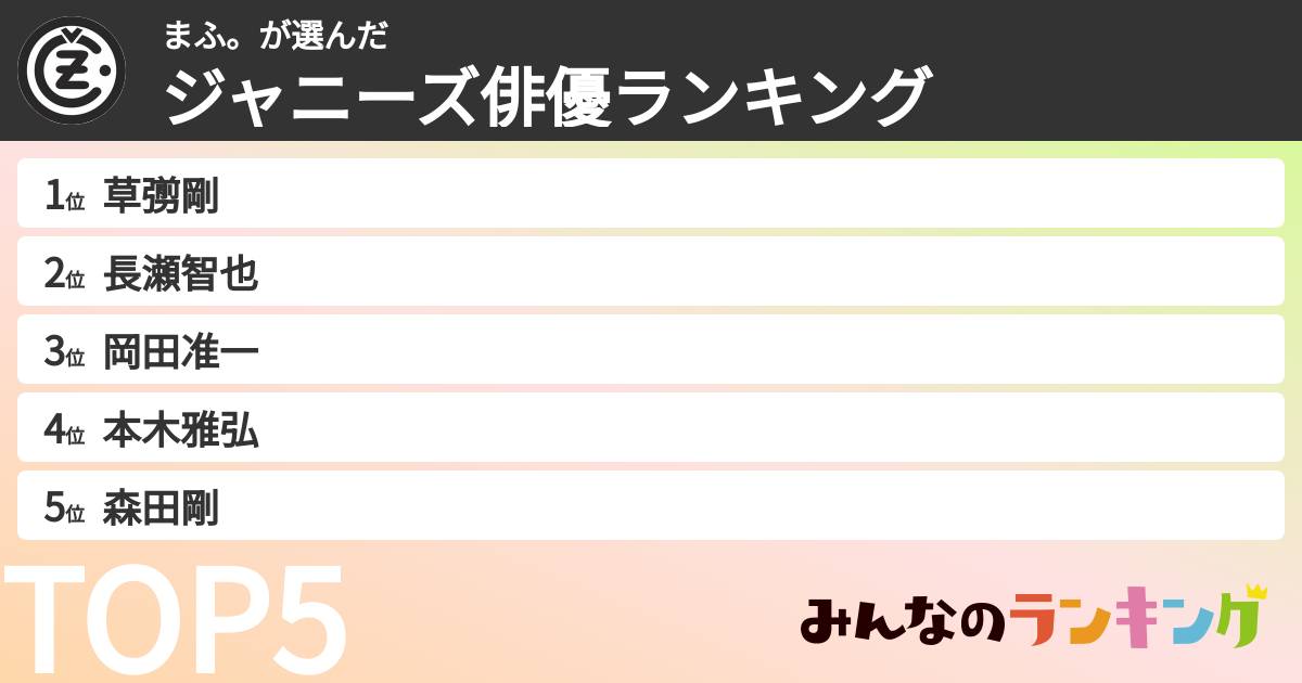 まふ。さんの「ジャニーズ俳優ランキング」