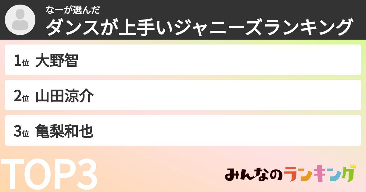 なーさんの「ダンスが上手いジャニーズランキング」