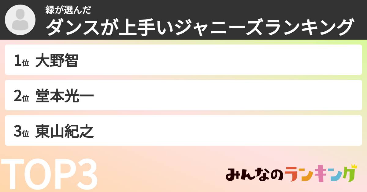 緑さんの「ダンスが上手いジャニーズランキング」
