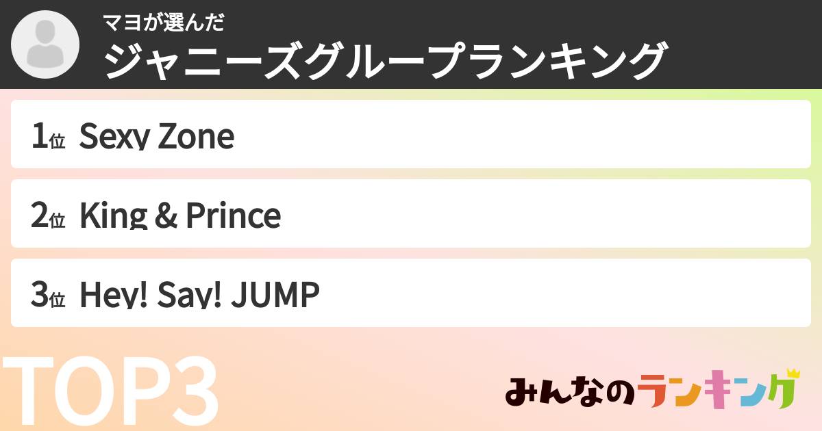 マヨさんの「ジャニーズグループランキング」