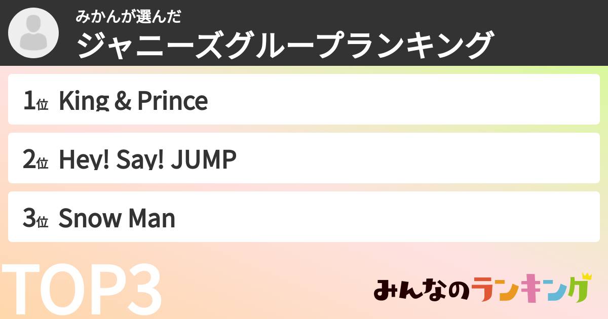 みかんさんの「ジャニーズグループランキング」