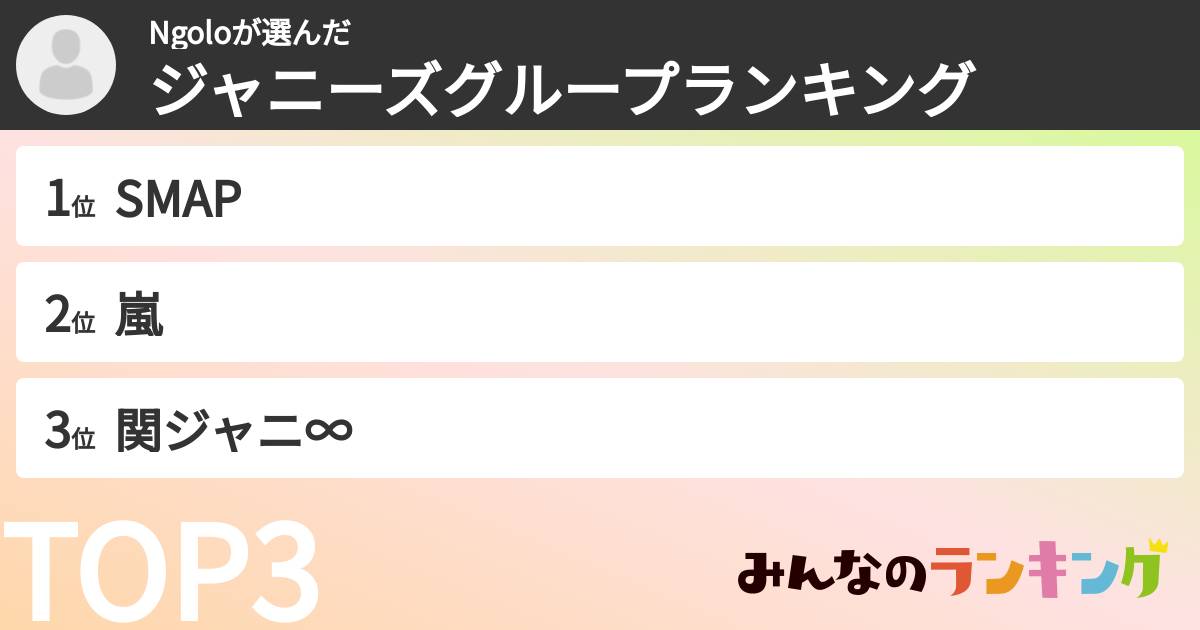 Ngoloさんの「ジャニーズグループランキング」