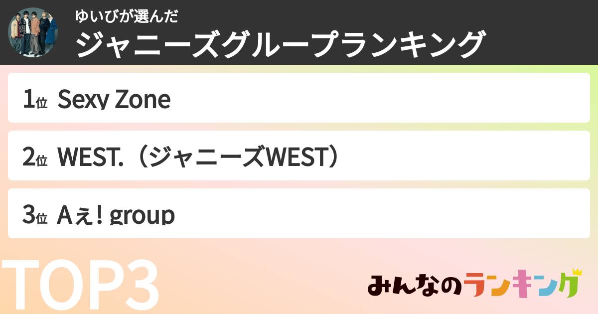 ゆいびさんの「ジャニーズグループランキング」