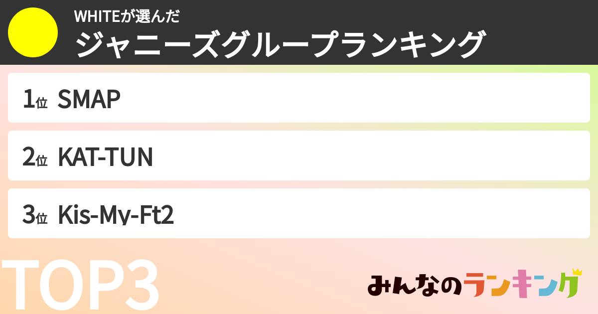 WHITEさんの「ジャニーズグループランキング」