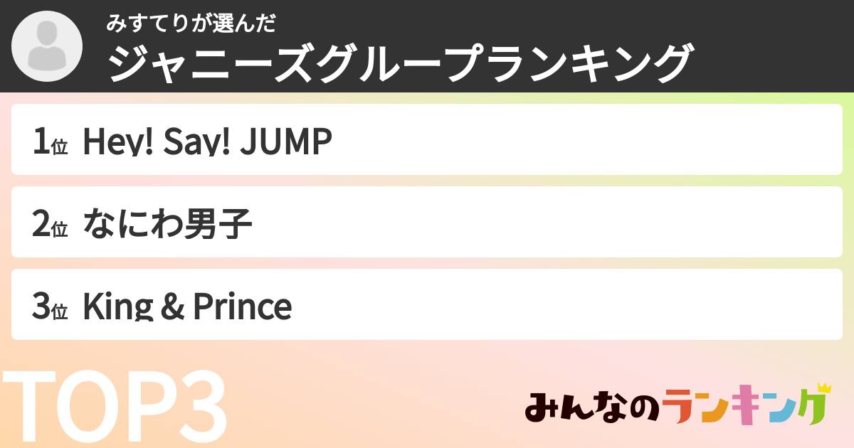 みすてりさんの「ジャニーズグループランキング」