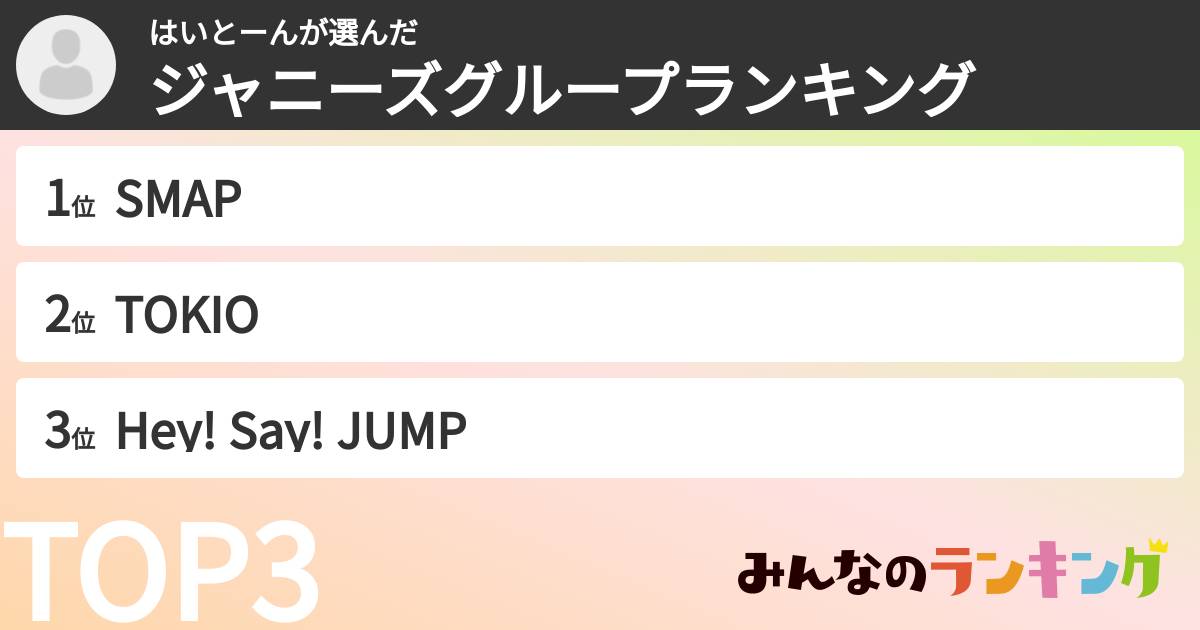 はいとーんさんの「ジャニーズグループランキング」