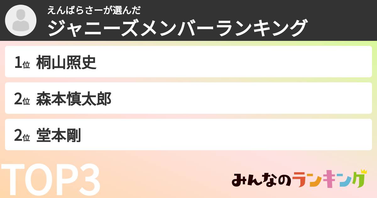 えんばらさーさんの「ジャニーズメンバーランキング」