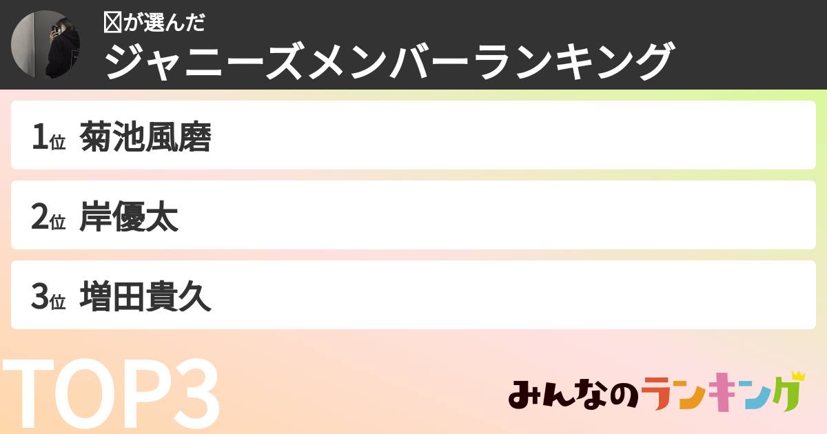 𝐘さんの「ジャニーズメンバーランキング」