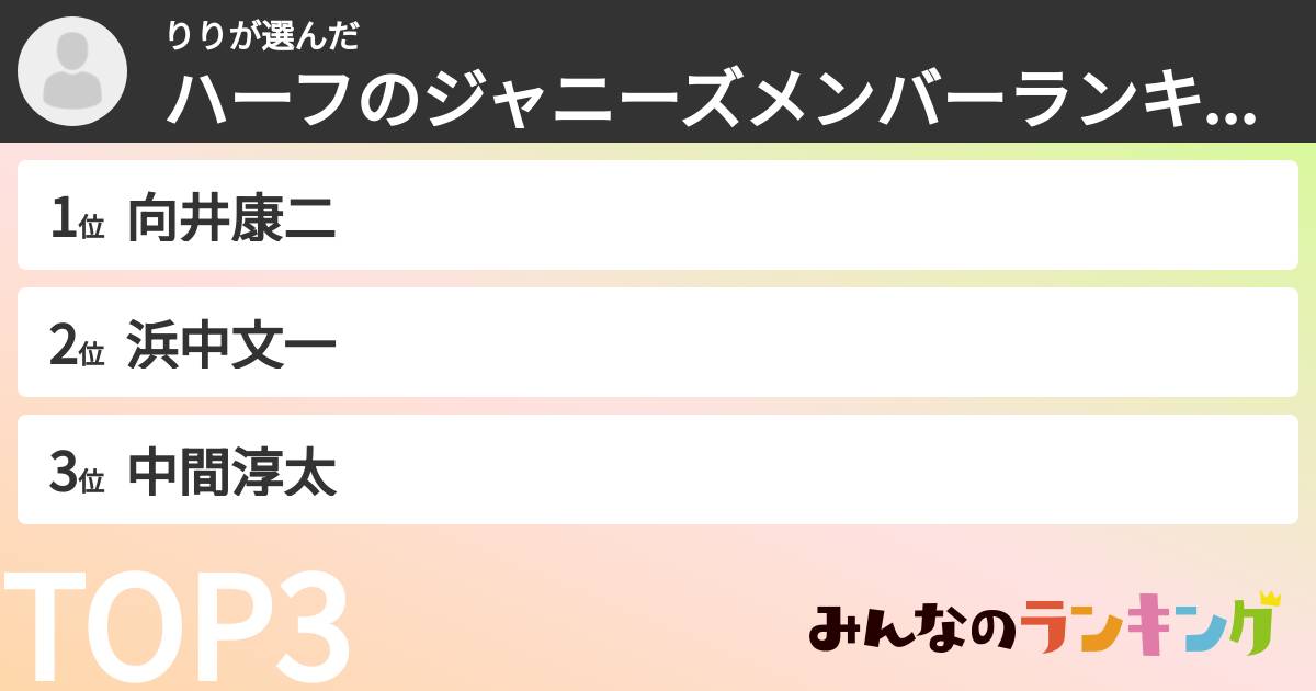 りりさんの「ハーフのジャニーズメンバーランキング」