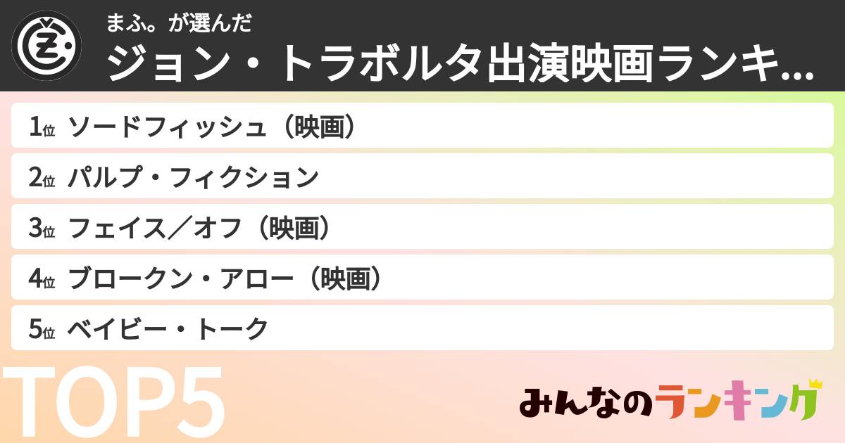 まふ。さんの「ジョン・トラボルタ出演映画ランキング」