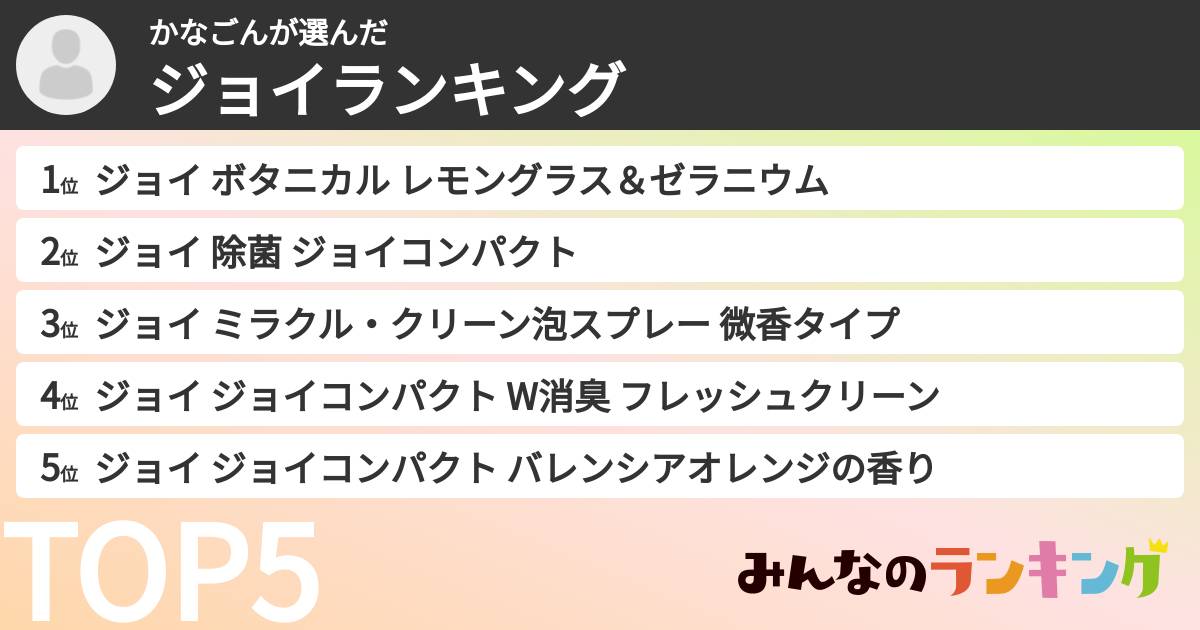 かなごんさんの「ジョイランキング」