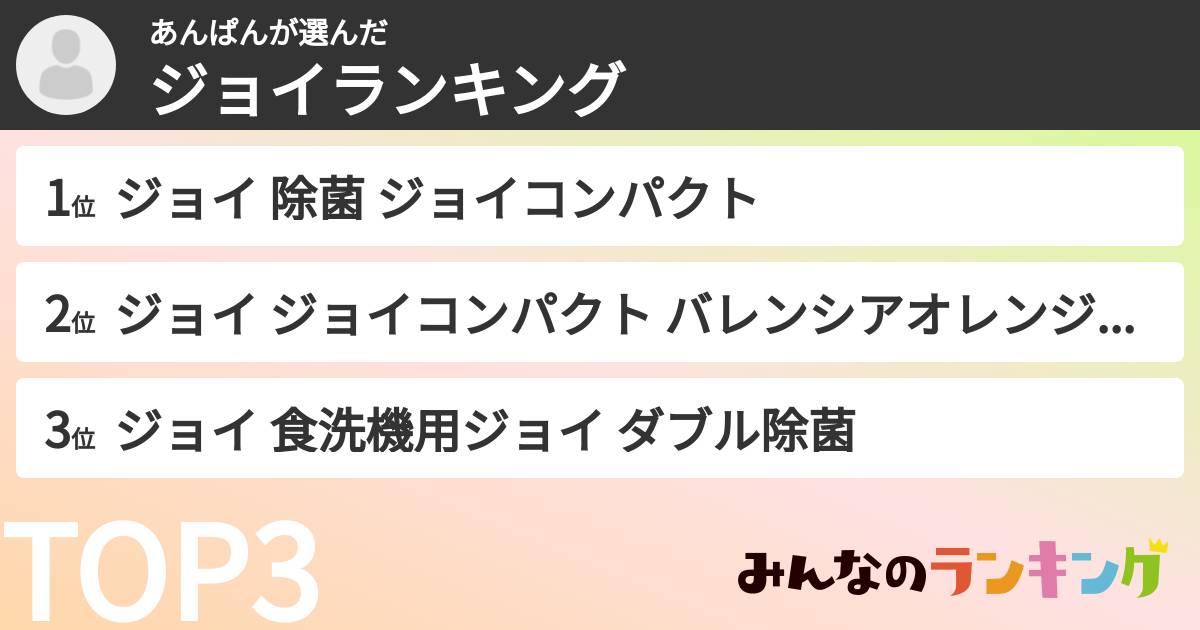 あんぱんさんの「ジョイランキング」