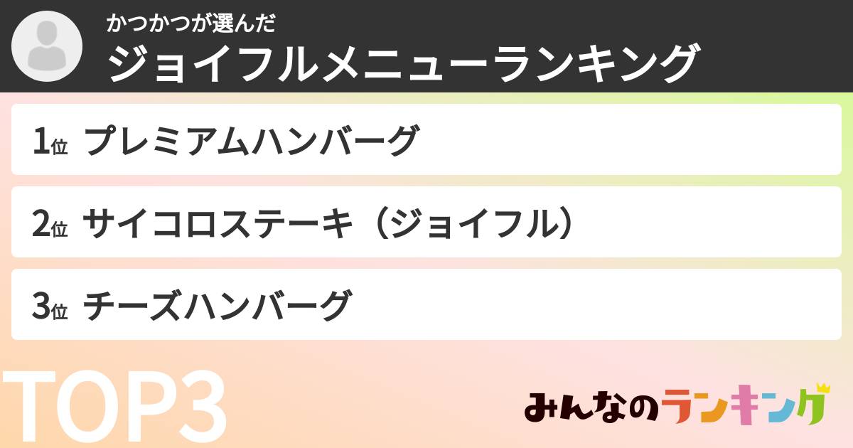 かつかつさんの「ジョイフルメニューランキング」