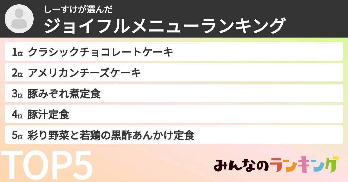 しーすけさんの「ジョイフルメニューランキング」