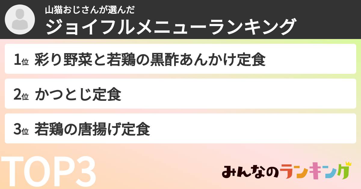 山猫おじさんさんの「ジョイフルメニューランキング」