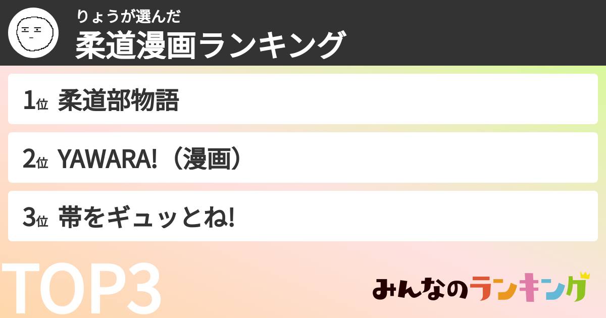 りょうさんの「柔道漫画ランキング」