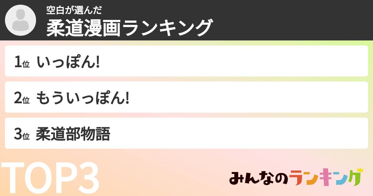 空白さんの「柔道漫画ランキング」