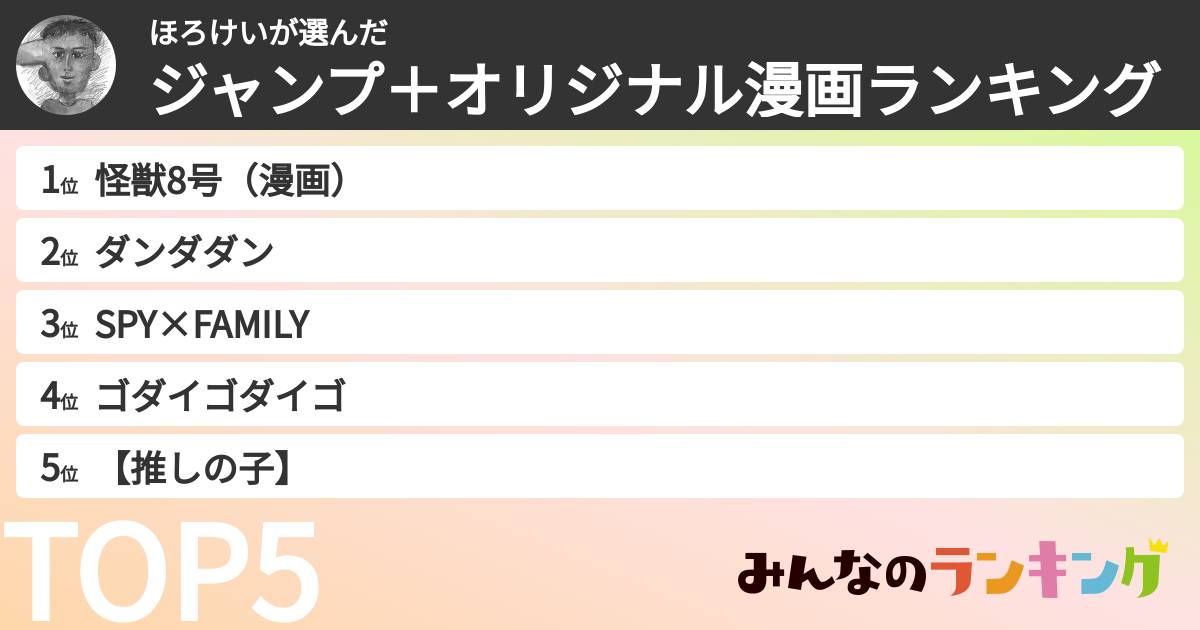 ほろけいさんの「ジャンプ＋オリジナル漫画ランキング」
