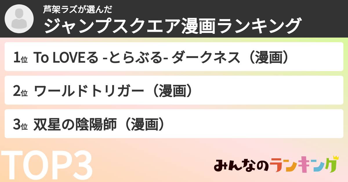 芦架ラズさんの「ジャンプスクエア漫画ランキング」