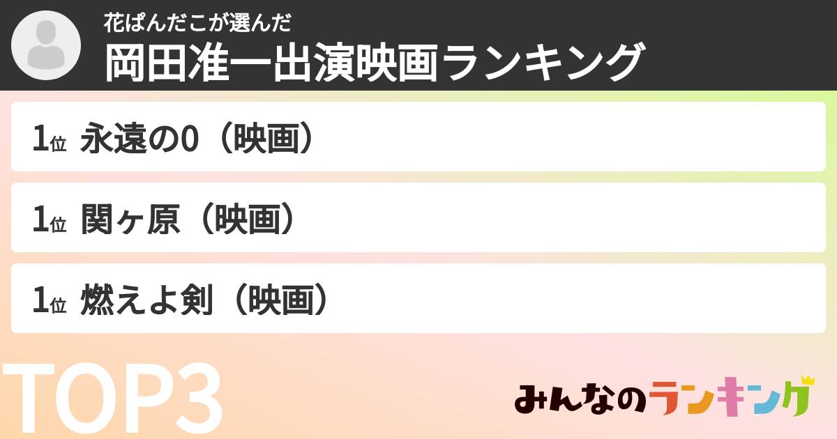 花ぱんだこさんの「岡田准一出演映画ランキング」
