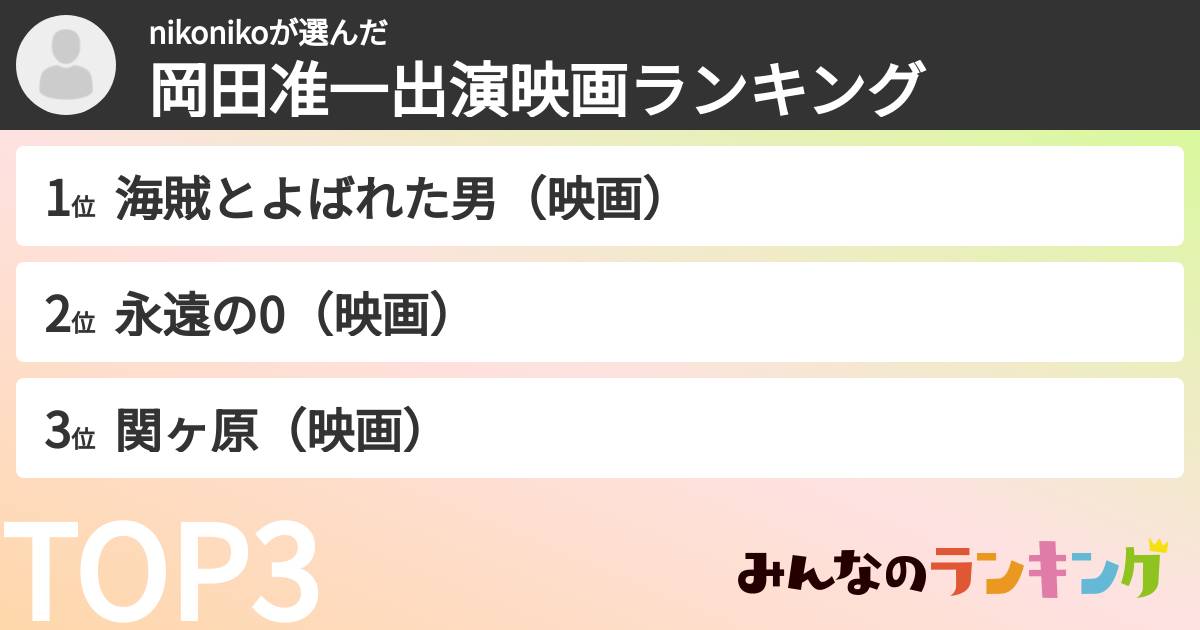 nikonikoさんの「岡田准一出演映画ランキング」
