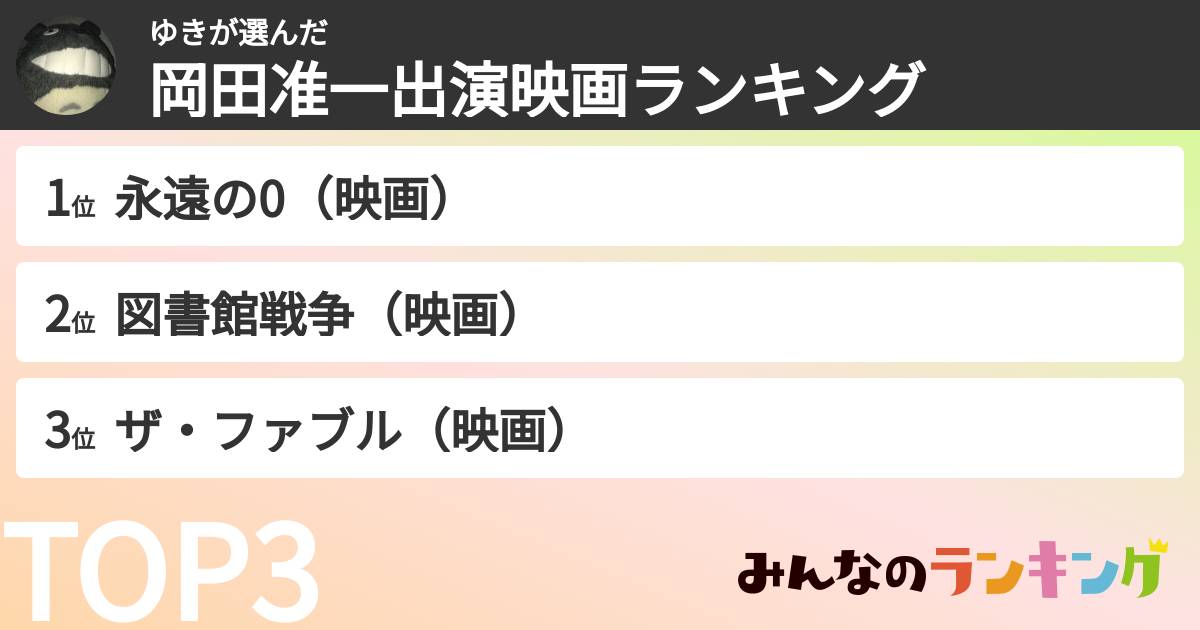 ゆきさんの「岡田准一出演映画ランキング」