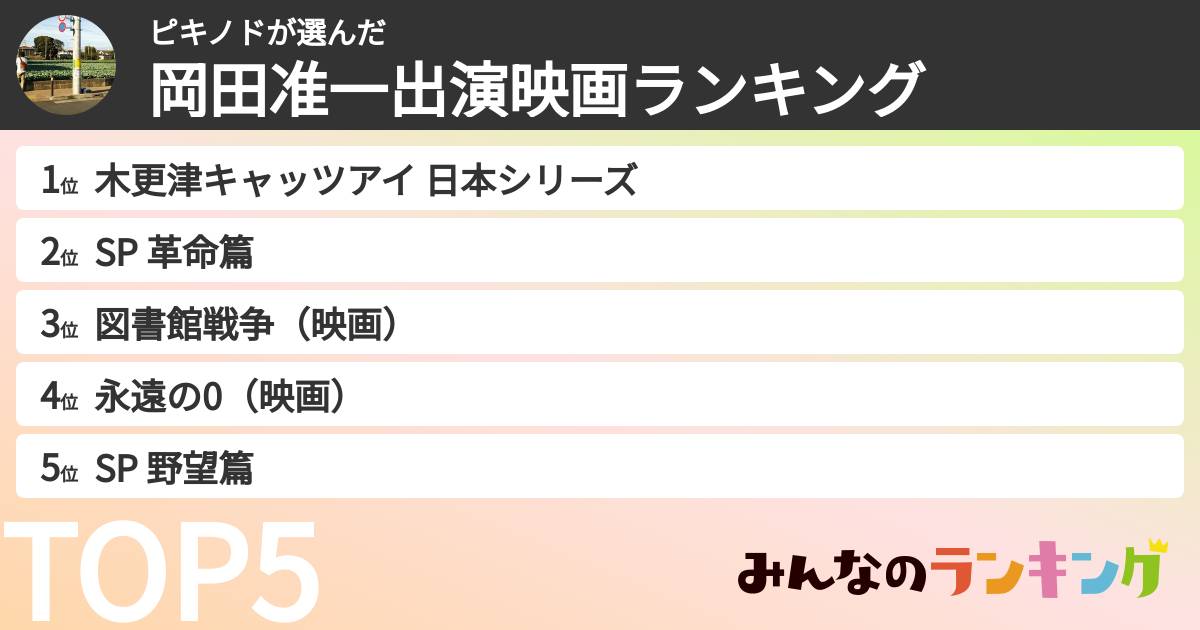 ピキノドさんの「岡田准一出演映画ランキング」