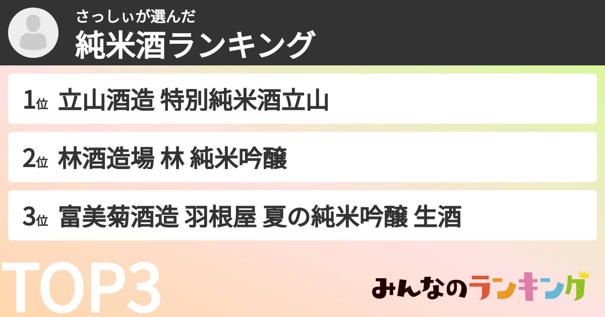 さっしぃさんの「純米酒ランキング」