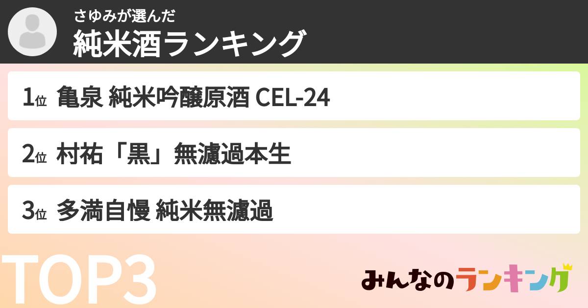 さゆみさんの「純米酒ランキング」